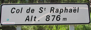 Col de St Raphael - sign